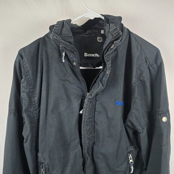 Bench Utility Jacket Men's Medium Full Zip Up Hooded Navy Blue - Picture 2 of 16